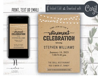 Retirement Party Invitation Template, Retirement Invite for Man, Retirement Celebration Invitation, Surprise Retirement Party Invitation