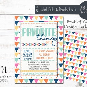 Favorite Things Birthday Party Invitation, Favorite Things Party Invitation Template, My Favorite Things Party Printable