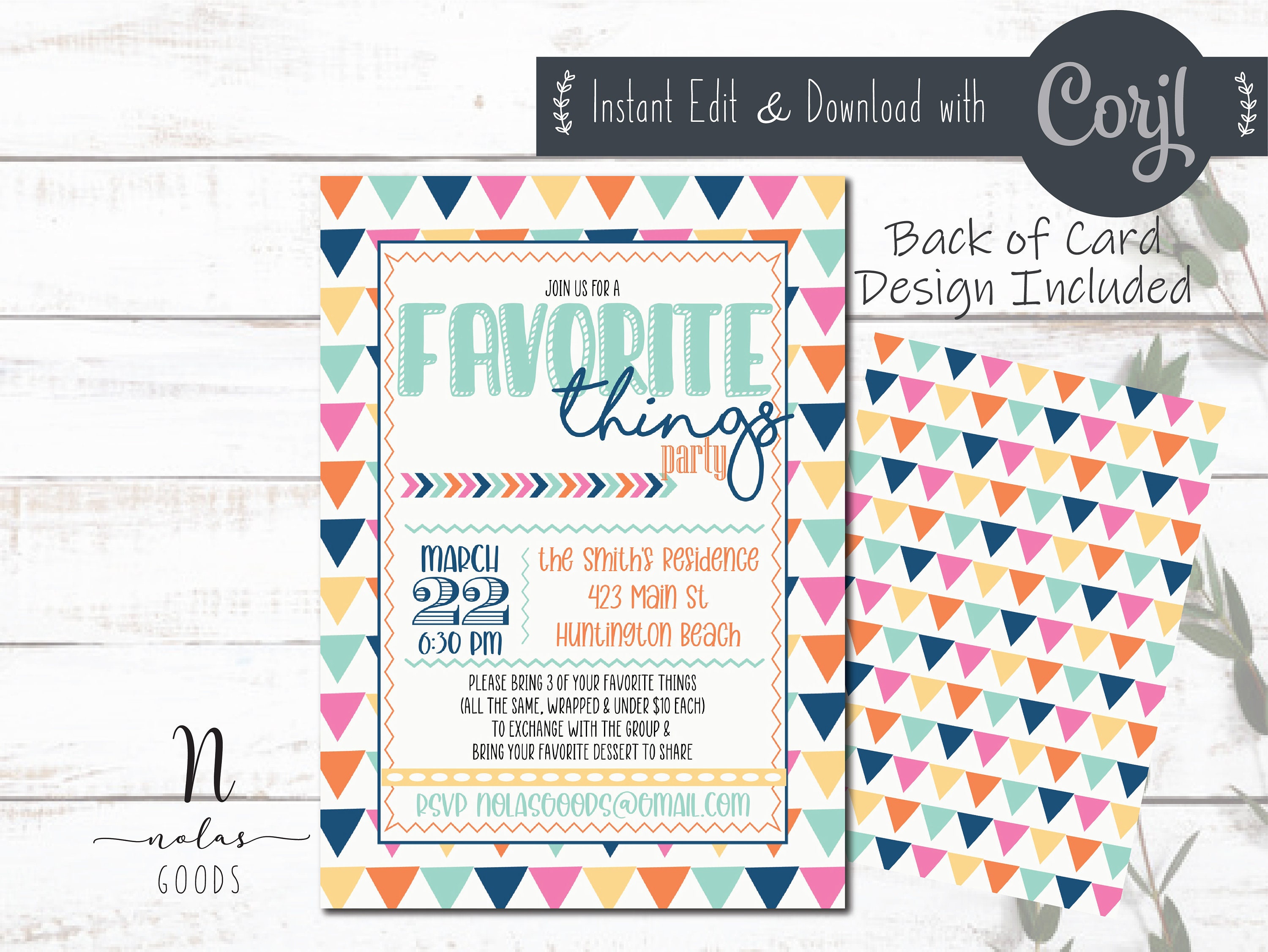 Paper &amp; Party Supplies Instant Download Printable Holiday Party Invitation Favorite Things Party ...