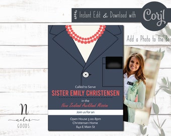 Sister Missionary Invitation Template, LDS Mission Announcement Digital Download, Missionary Farewell Invitation, Missionary Open House