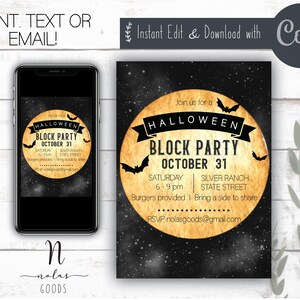 Halloween Block Party Invitation, Fall Block Party Invitation, Neighborhood Block Party Invitation, Block Party Flyer Template