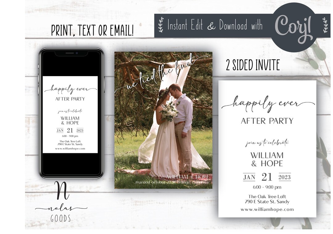 We Tied the Knot Invitation Reception Invitation Template Etsy