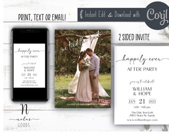 We Tied the Knot Invitation, Happily Ever After Party Invitation, Elopement Announcement Digital, Elopement Reception Invite