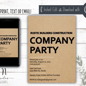 Company Party Invitation Digital, Employee Appreciation BBQ, Company Picnic Invitation Editable, Company Party Invite Printable