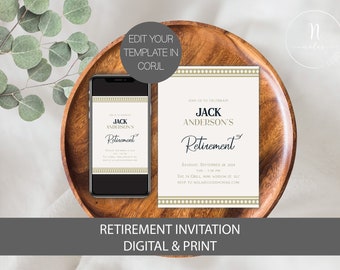 Invitación de jubilación, Invitación a celebración de jubilación, Invitación de fiesta de jubilación, Invitación de jubilación para hombres, Invitación de jubilación para mujeres