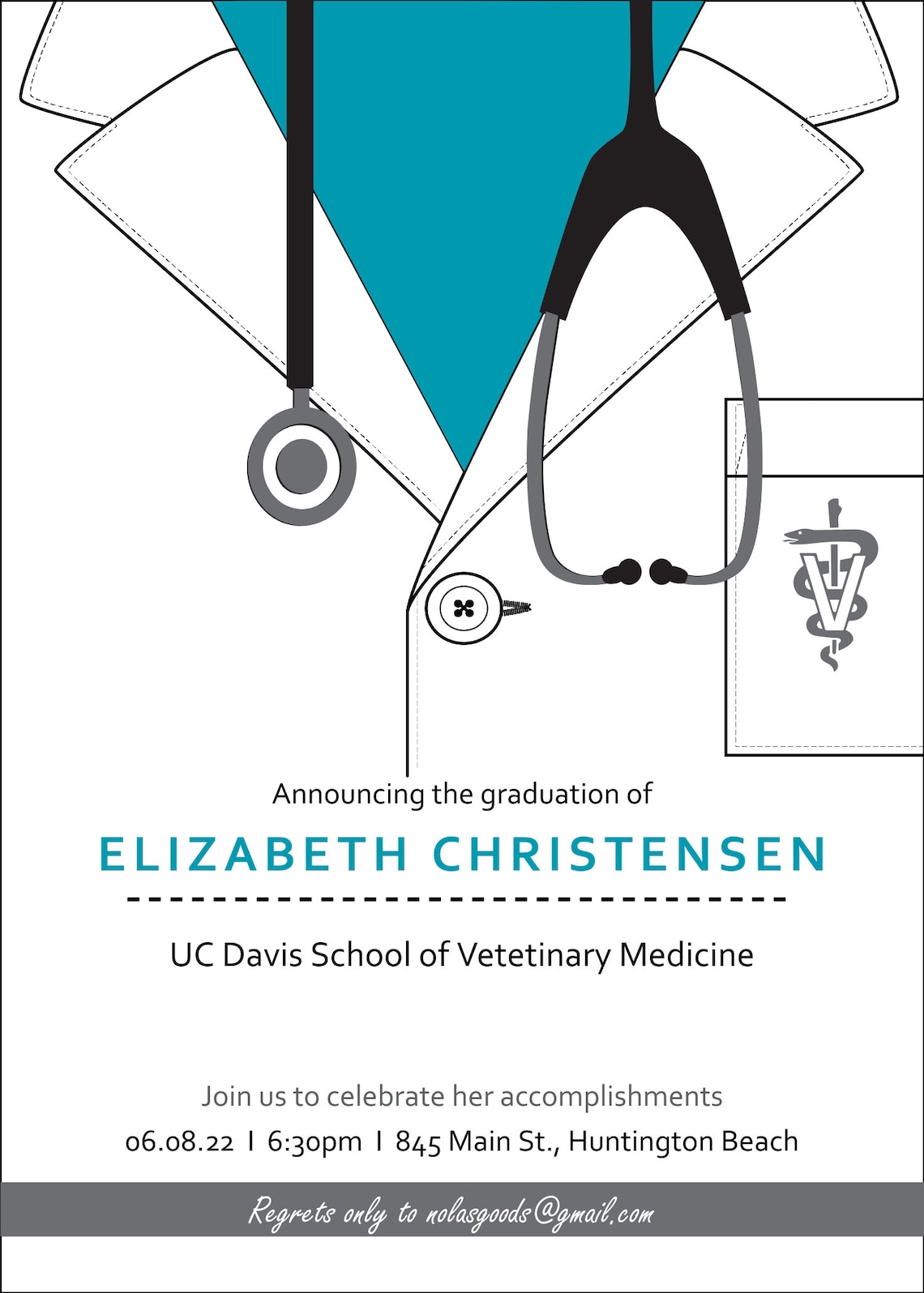 Veterinary School Graduation Invitation Digital Vet School Etsy