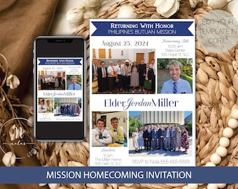 LDS Missionary Homecoming Invitation Printable, Mission Homecoming Announcement, Missionary Open House Invitation, LDS Mission Announcement