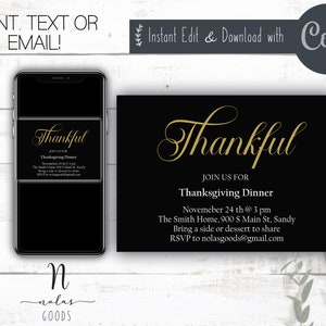 Thanksgiving Dinner Invitation Template, Thanksgiving Invite Digital, Friendsgiving Invitation, Thanksgiving Invitation Digital Download