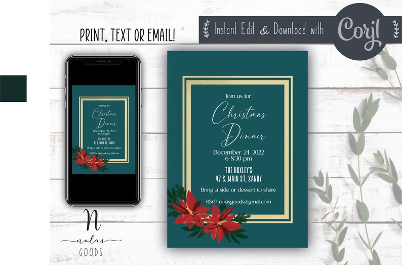 Christmas Dinner Party Invite Template Christmas Dinner Etsy Christmas Dinner Party Invite Template Christmas Dinner Etsy