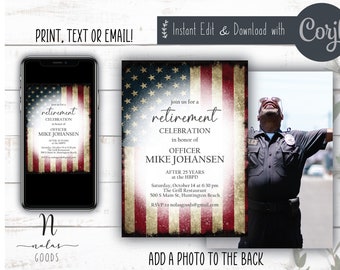 Police Retirement Invitation, Retirement Celebration Invitation, Retirement Party Invitation Digital, Retirement Invite for Man