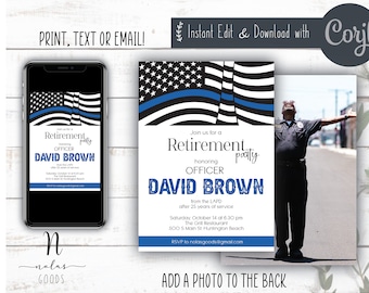 Police Retirement Invitation, Retirement Invite for Man, Retirement Celebration Invitation, Retirement Party Invitation Template