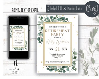 Retirement Party Invitation Template, Retirement Celebration Invitation, Retirement Invite Woman, Surprise Retirement Party Invitation