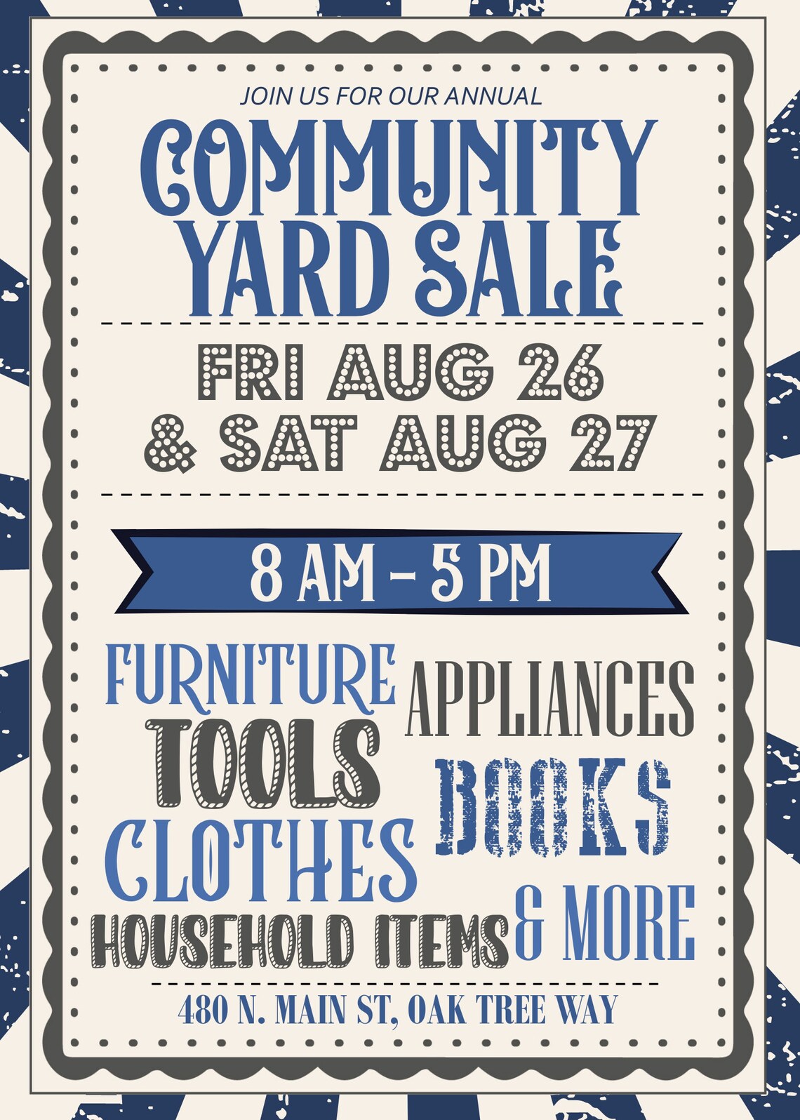 Community Yard Sale Flyer Printable Neighborhood Garage Sale - Etsy