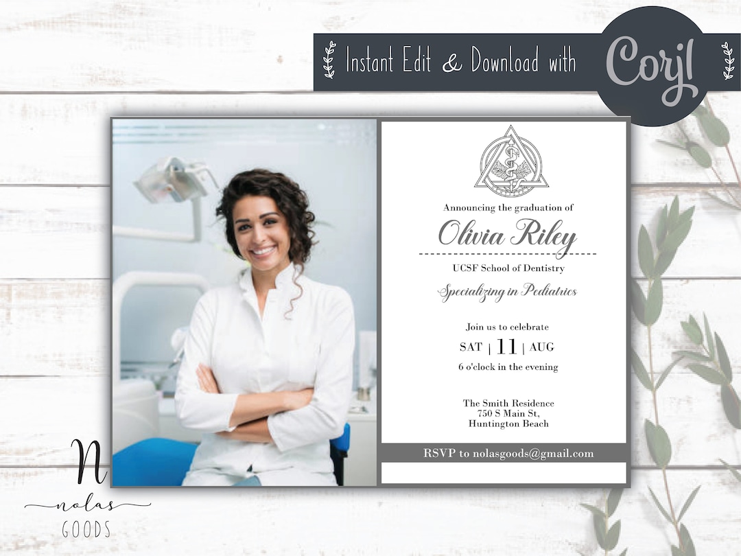 Dental School Graduation Party Invitation, Dental Graduation Template