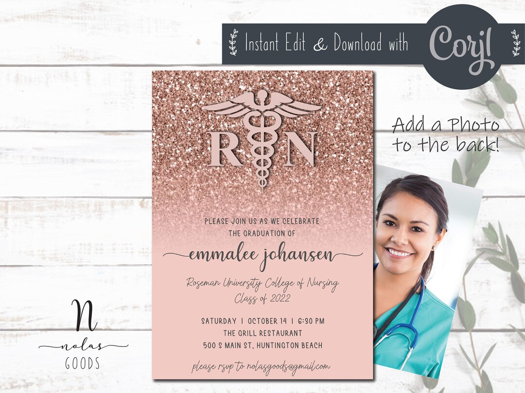 RN Graduation Invitation With Photos, Nurse Graduation Invite, Nursing ...