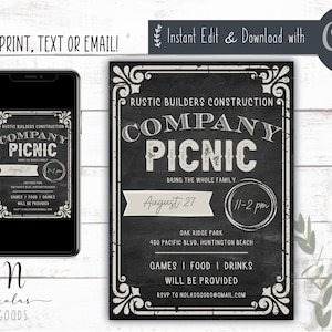 Company Picnic Flyer Template, Company Party Invitation Digital, Company BBQ Invitation Template, Summer BBQ Flyer, Church Picnic Invitation