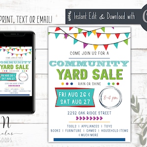 Community Yard Sale Flyer Printable, Neighborhood Garage Sale Flyer Custom, Fundraiser Yard Sale Sign, Community Garage Sale Flyer Digital
