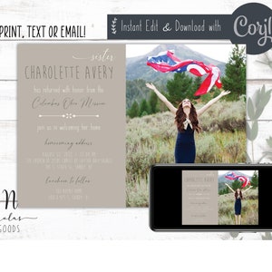 LDS Missionary Homecoming Invitation Download, Missionary Open House Invitation Template, LDS Mission Announcement Digital Download