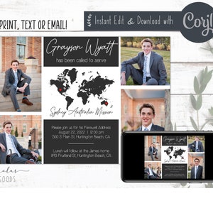 LDS Missionary Announcement, LDS Farewell Invitation Template, Mission Invite Digital, Missionary Open House Invitation Printable