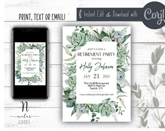 Retirement Party Invitation Template, Retirement Celebration Invitation, Retirement Invite Woman, Surprise Retirement Party Invitation
