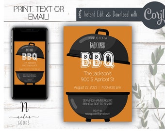 Backyard BBQ Invitation, Bbq invite Download, Summer BBQ Invite, Neighborhood BBQ Invite, Block Party Flyer, Summer Bash Flyer