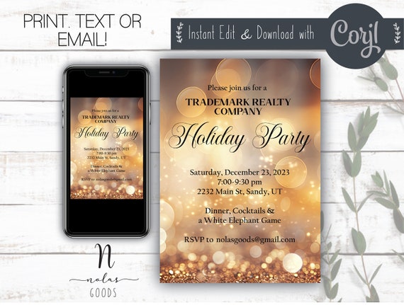 Holiday Work Party Invitation, Work Holiday Party Invite, Company Christmas Party Invite, Corporate Christmas Party Invitation