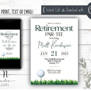 Golf Retirement Party Invitation, Retirement Party Invitation Template, Retirement Invite for Man, Retirement Celebration Invitation