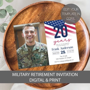 Invitaciones de jubilación del ejército, invitación de jubilación militar con foto, invitación de jubilación de la Fuerza Aérea, invitación de jubilación