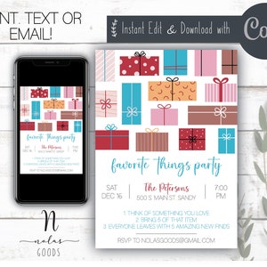 Favorite Things Party Invitation, Favorite Things Birthday Party Invite, Favorite Things Gift Exchange Christmas Party