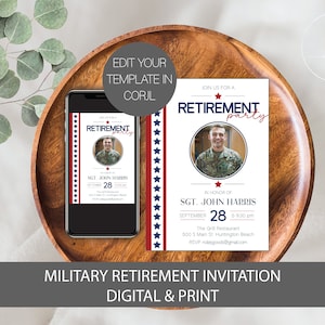 Invitación de jubilación militar, Invitaciones de jubilación del ejército, Invitación de jubilación de la Fuerza Aérea, Invitación de jubilación