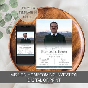 LDS Missionary Homecoming Invitation, Missionary Open House Invitation, Mission Homecoming Announcement, LDS Mission Announcement