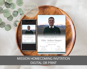 LDS Missionary Homecoming Invitation, Missionary Open House Invitation, Mission Homecoming Announcement, LDS Mission Announcement