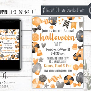 Halloween Party Flyer Template, Halloween Party Invite Kids, Halloween Bash Invitation, Kids Halloween Party Invitation Digital