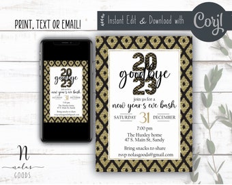 New Years Eve Party Invitation, NYE Invitation, New Years Invitation Template, NYE Party Invite, New Years Eve Invitation, NYE Invite