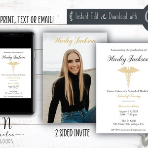 Nurse Graduation Invitation with Photo, Nursing School Graduation Invitation, Nursing Graduation Invites, Nursing Graduation Announcement