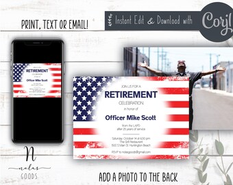 Police Retirement Invitation, Retirement Invite for Man, Retirement Party Invitation Template, Retirement Celebration Invitation
