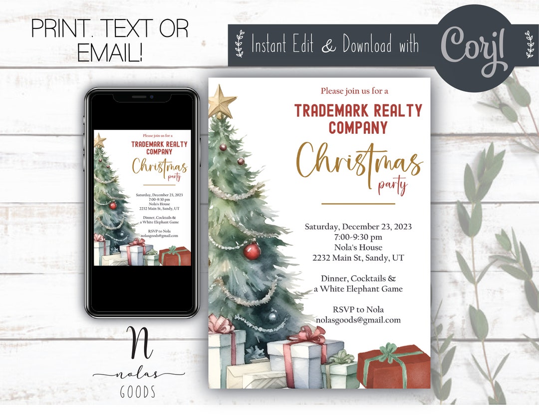 Christmas Work Party Invitation, Corporate Christmas Party Invitation