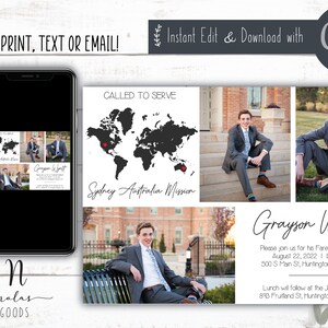 LDS Farewell Invitation Template, LDS Mission Announcement Digital Download,  Missionary Open House, Missionary Farewell Invitation Template