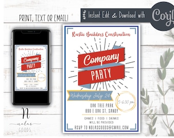 Convite para festa da empresa, churrasco de reconhecimento de funcionários, modelo de convite para churrasco da empresa, convite editável para piquenique da empresa.