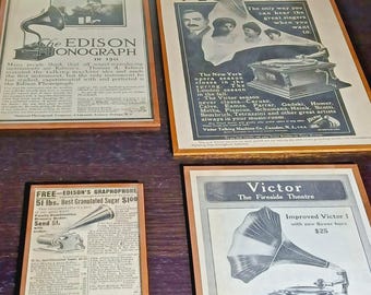 Vintage Copper Framed Advertisement Harvey's Wallhanger's Vintage Original Advertisements. (Set of 4)  Collectibles 1900s