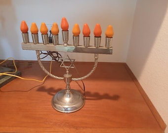 VINTAGE CHROME 1950's Electric Hanukkah Menorah
