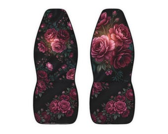 Dark Vintage Roses car seat covers | Floral Auto Seat Covers