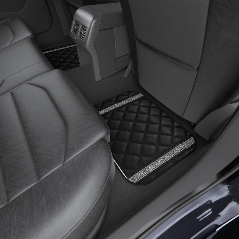 Quilted Black Diamond Pattern Car Mats image 6