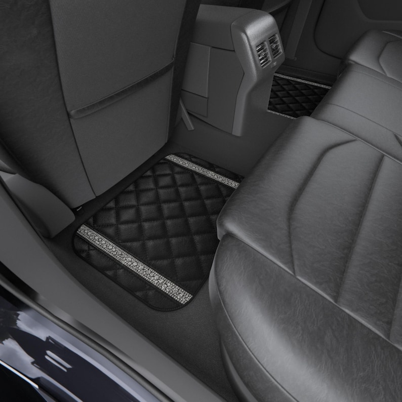 Quilted Black Diamond Pattern Car Mats image 5