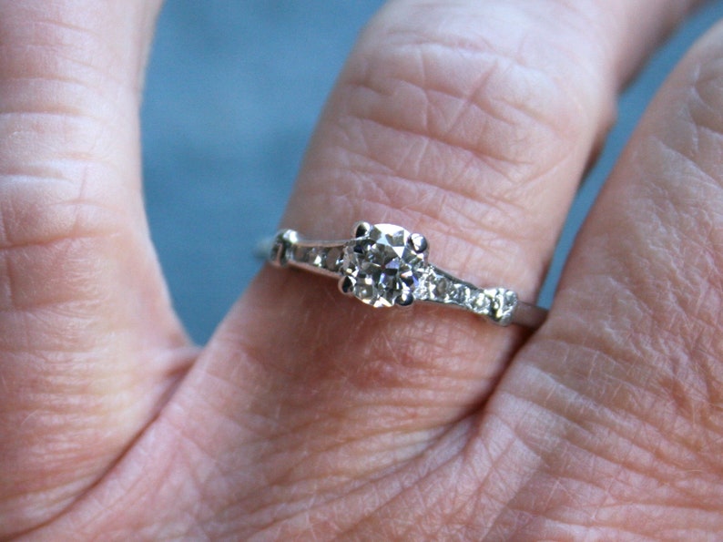 Gorgeous Antique Platinum Diamond Engagement Ring 0.75ct. image 7