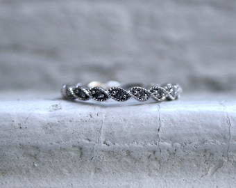 Twisted Vintage 14K White Gold Diamond Wedding Band.