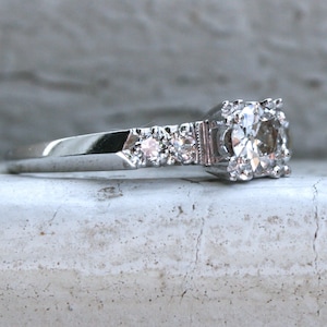 Great Classic Vintage 14K White Gold Diamond Engagement Ring - 0.78ct.