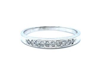 Beautiful Vintage 14K White Gold Diamond Wedding Band - 0.20ct.