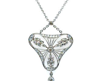 Colar eduardiano de platina com diamantes - 1,50 ct.