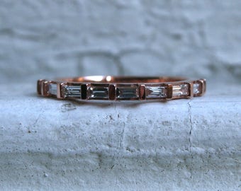 Stokbrood Diamond 14K Rose Gold trouw ring band-0.32 CT.
